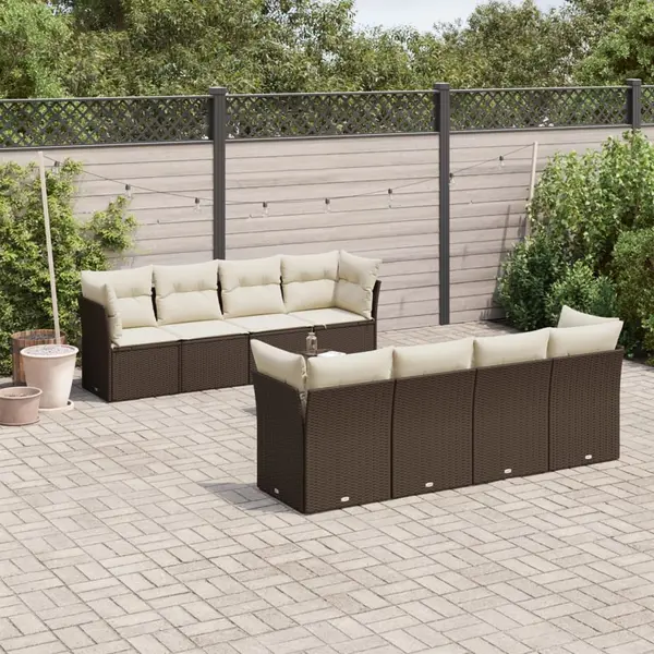 Gossi set canapele de gradina cu perne, 9 piese, maro, poliratan