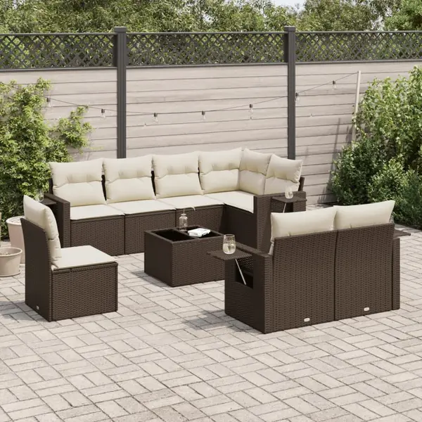 Gossi set canapele de gradina cu perne, 9 piese, maro, poliratan