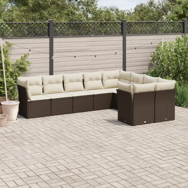 Gossi set canapele de gradina cu perne, 9 piese, maro, poliratan