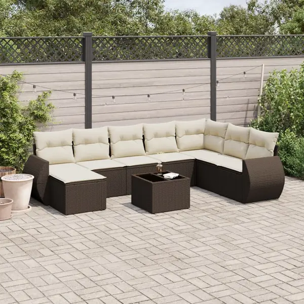Gossi set canapele de gradina cu perne, 9 piese, maro, poliratan