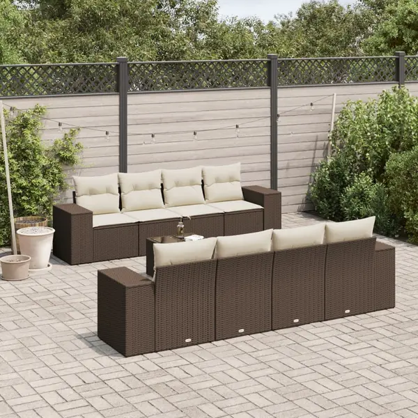 Gossi set canapele de gradina cu perne, 9 piese, maro, poliratan