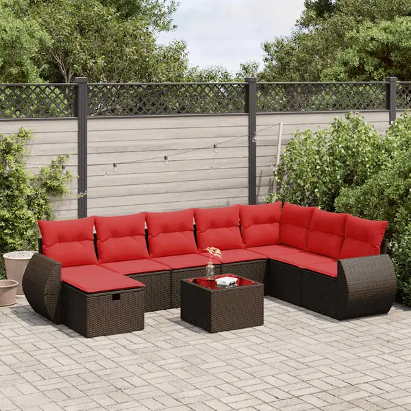Gossi set canapele de gradina cu perne, 9 piese, maro, poliratan