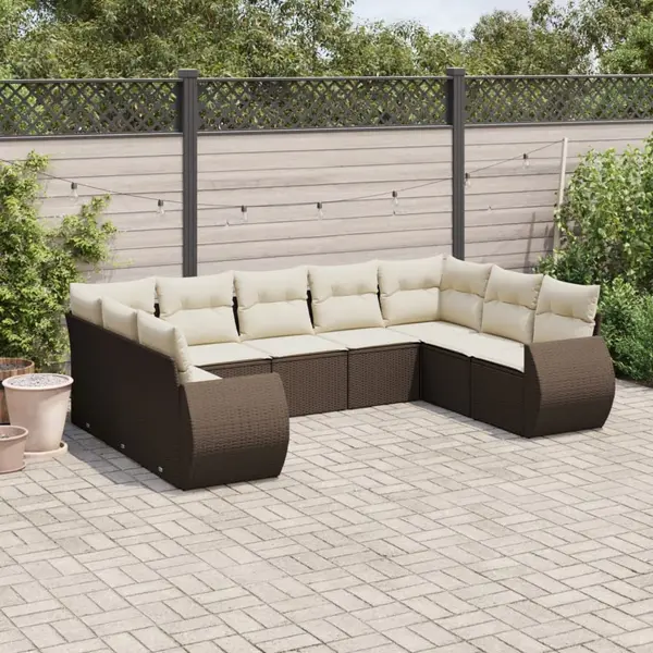 Gossi set canapele de gradina cu perne, 9 piese, maro, poliratan
