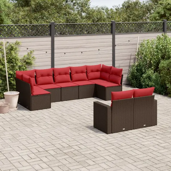 Gossi set canapele de gradina cu perne, 9 piese, maro, poliratan