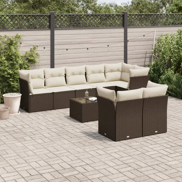 Gossi set canapele de gradina cu perne, 9 piese, maro, poliratan
