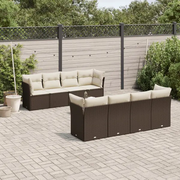 Gossi set canapele de gradina cu perne, 9 piese, maro, poliratan