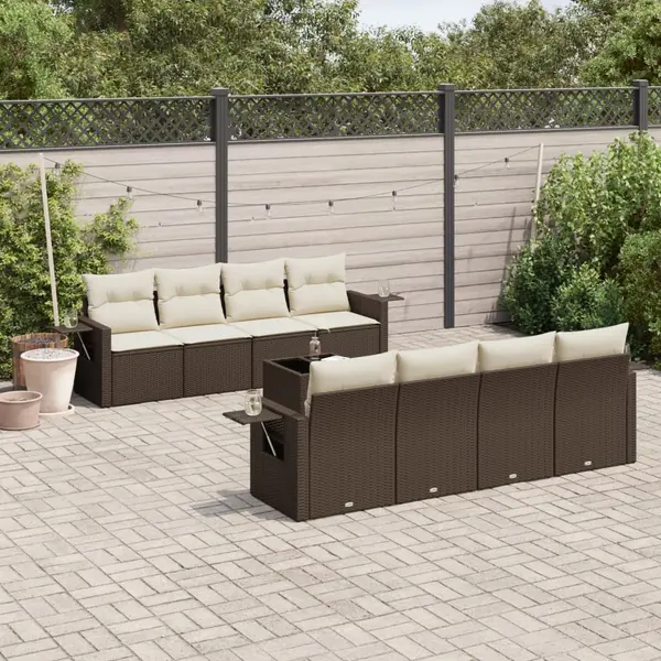 Gossi set canapele de gradina cu perne, 9 piese, maro, poliratan