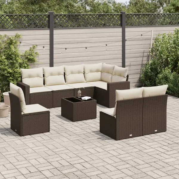 Gossi set canapele de gradina cu perne, 9 piese, maro, poliratan