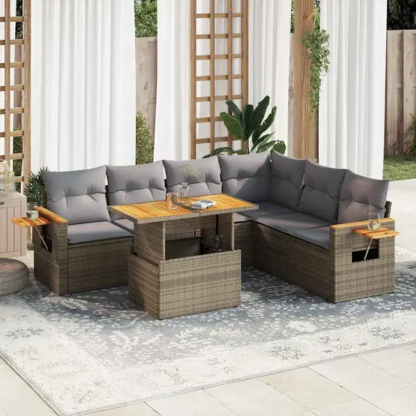 Gossi set canapele gradina cu perne 6 piese bej poliratan/lemn acacia