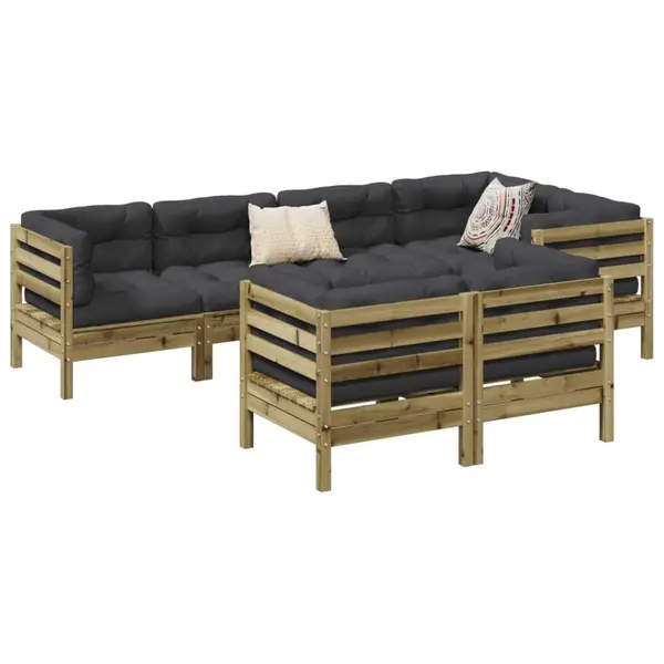 Gossi set canapele gradina cu perne, 7 piese, lemn de pin tratat