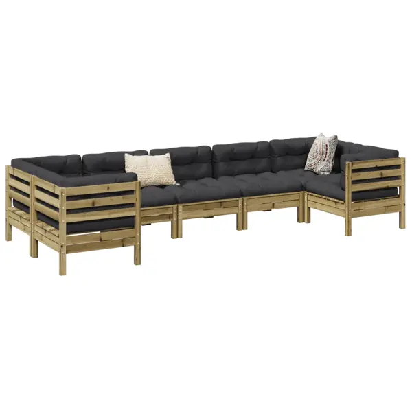 Gossi set canapele gradina cu perne, 7 piese, lemn de pin tratat