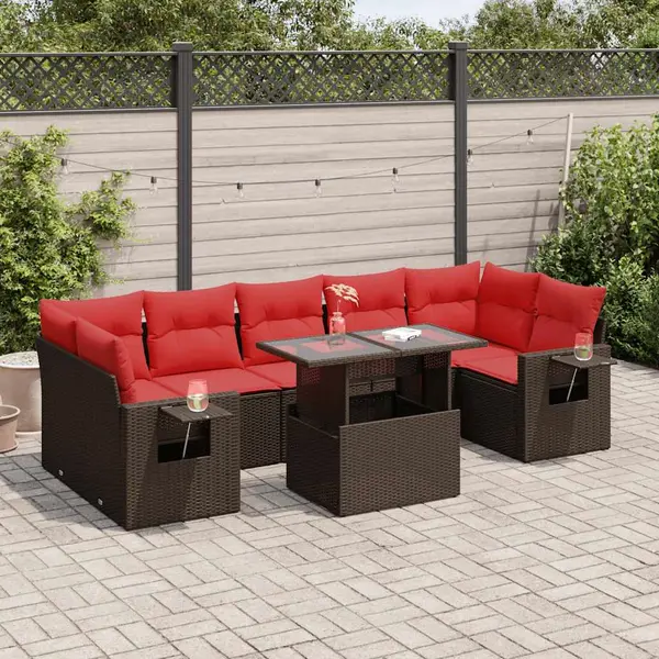 Gossi set canapele gradina cu perne 8 piese gri poliratan/lemn acacia