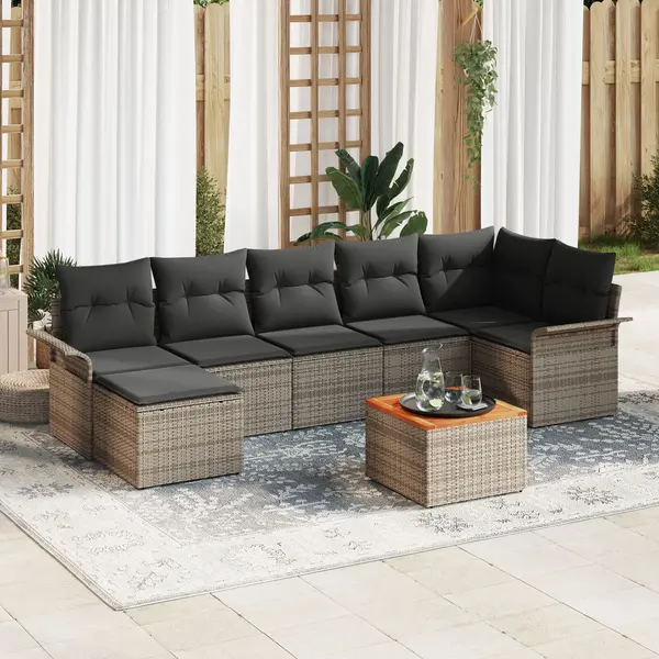 Gossi set canapele gradina cu perne gri ratan poli acacia