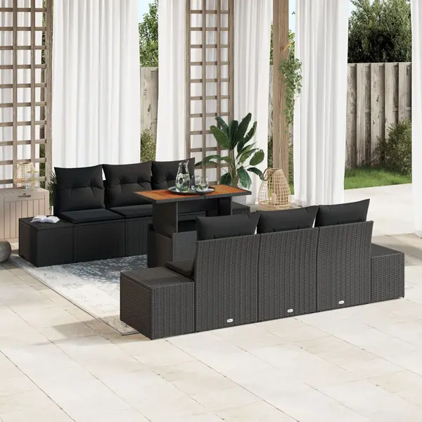 Gossi set canapele gradina cu perne, negru, ratan poli