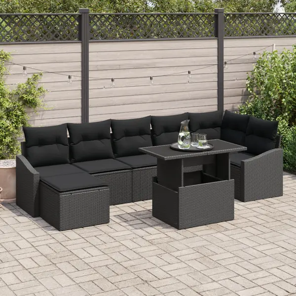 Gossi set canapele gradina cu perne ratan negru poliratan