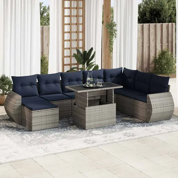 Gossi set canapele gradina perne 11 piese, gri, poliratan/lemn acacia