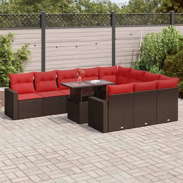Gossi set canapele gradina perne 11 piese, gri, poliratan/lemn acacia