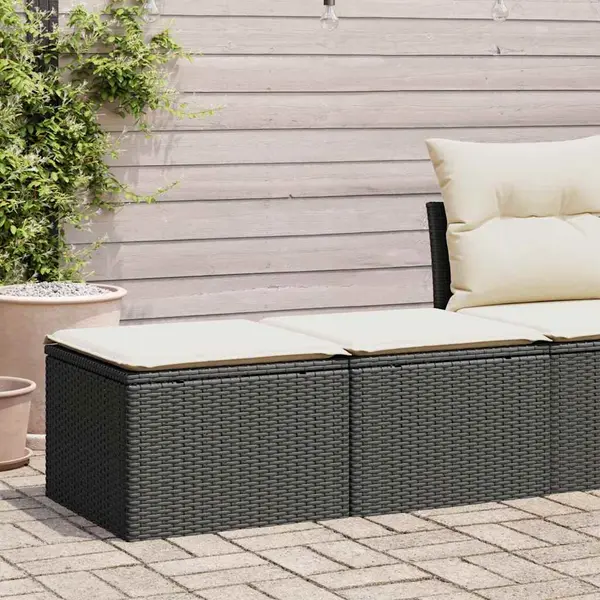 Gossi set canapele gradina perne 2 piese negru, poliratan/lemn acacia