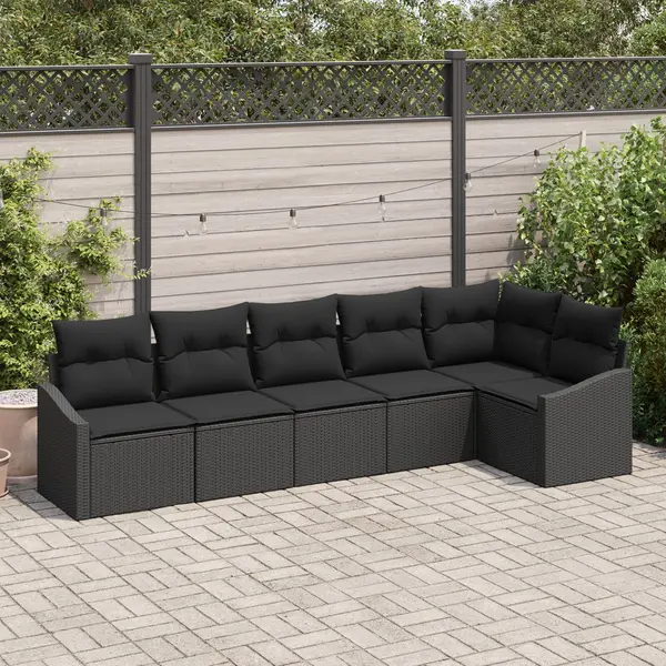 Gossi set canapele pentru gradina cu 6 piese cu perne, negru, poli ratan
