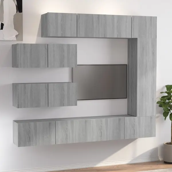 Gossi set comode tv, 7 piese, gri sonoma, lemn compozit