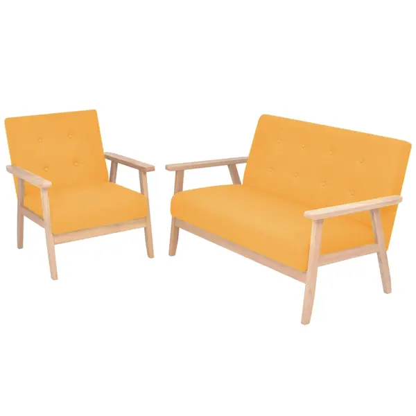Gossi set cu canapea, 2 piese, material textil, galben