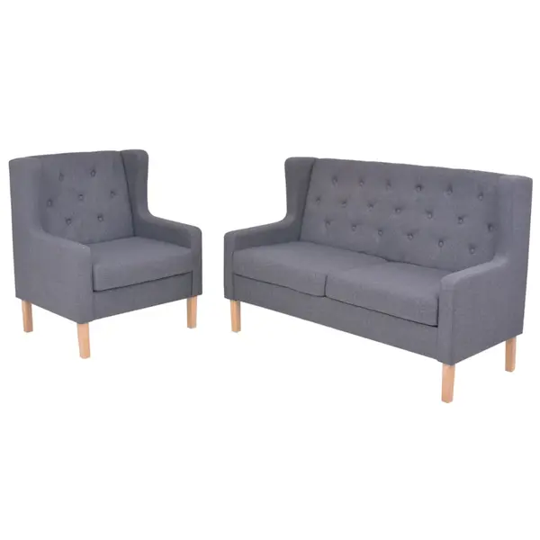 Gossi set cu canapea, 2 piese, material textil, gri