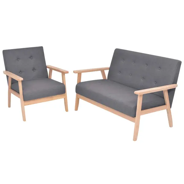 Gossi set cu canapea, 2 piese, material textil, gri inchis
