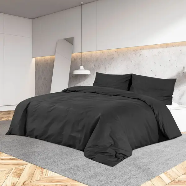 Gossi set cu husa de pilota, negru, 155x220 cm, bumbac