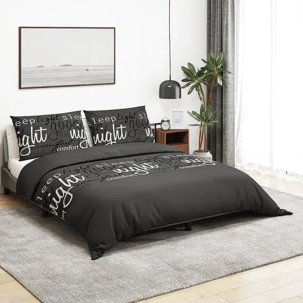 Gossi set cu husa de pilota, negru, 200x200 cm, bumbac