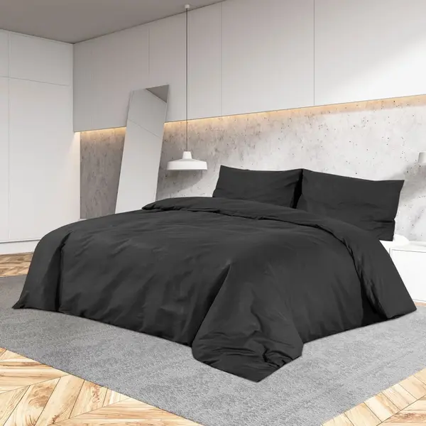 Gossi set cu husa de pilota, negru, 200x220 cm, bumbac