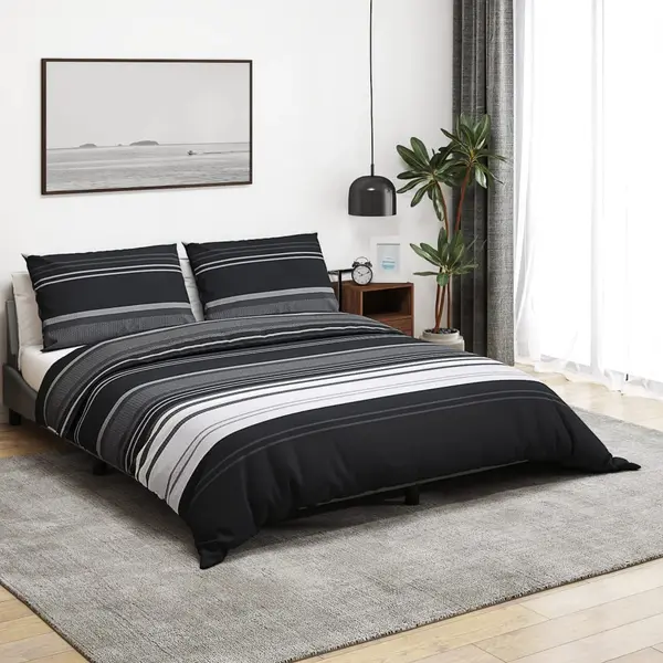 Gossi set cu husa de pilota, negru si alb, 140x200 cm, bumbac