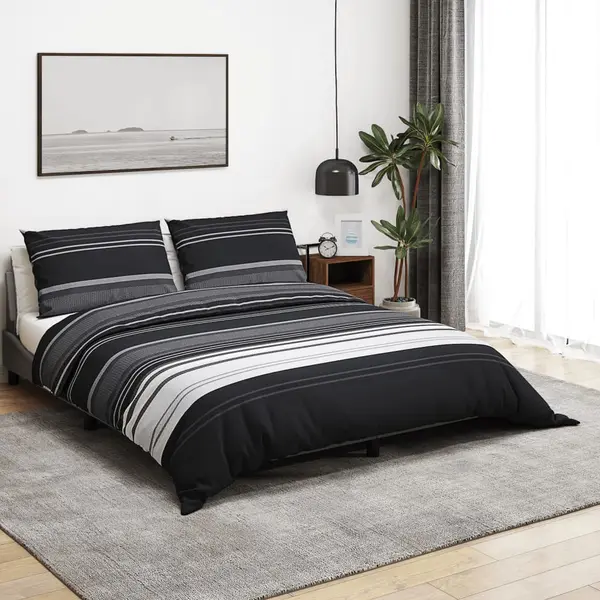 Gossi set cu husa de pilota, negru si alb, 260x240 cm, bumbac
