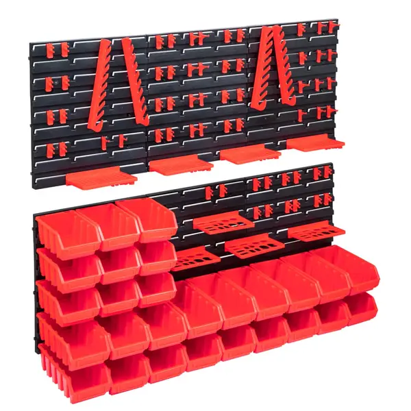 Gossi set cutii depozitare 103 piese cu panouri de perete, rosu&negru