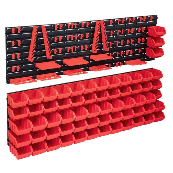 Gossi set cutii depozitare 141 piese cu panouri de perete, rosu&negru