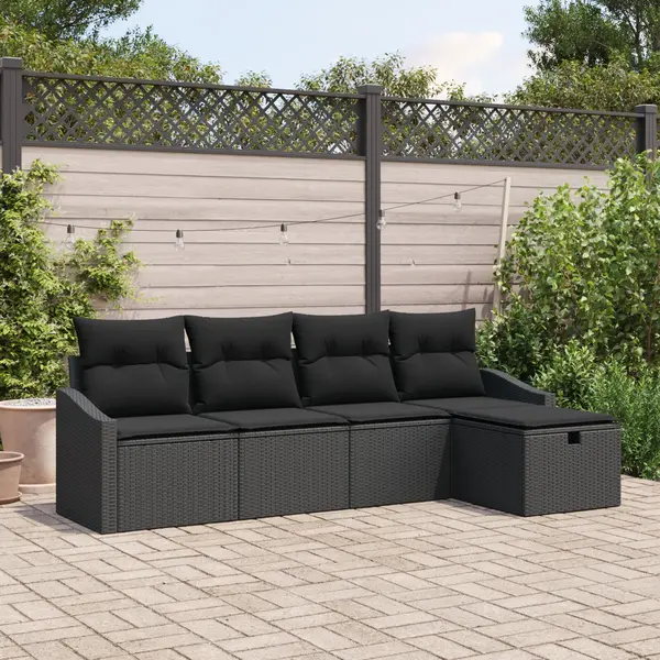Gossi set de 5 canapele pentru gradina cu perne negru poliratan
