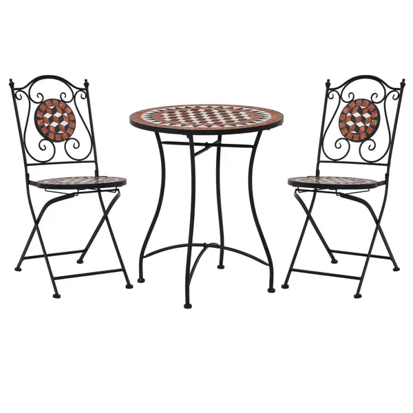 Gossi set de bistro mozaic, 3 piese, caramiziu, placa ceramica