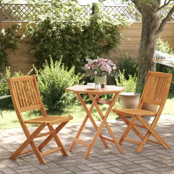 Gossi set de bistro pliabil, 3 piese, lemn masiv de acacia