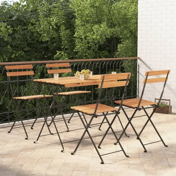 Gossi set de bistro pliabil, 5 piese, lemn masiv de acacia si otel