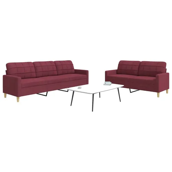 Gossi set de canapea, 2 piese, rosu vin, material textil