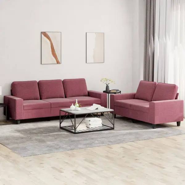 Gossi set de canapea, 2 piese, rosu vin, material textil