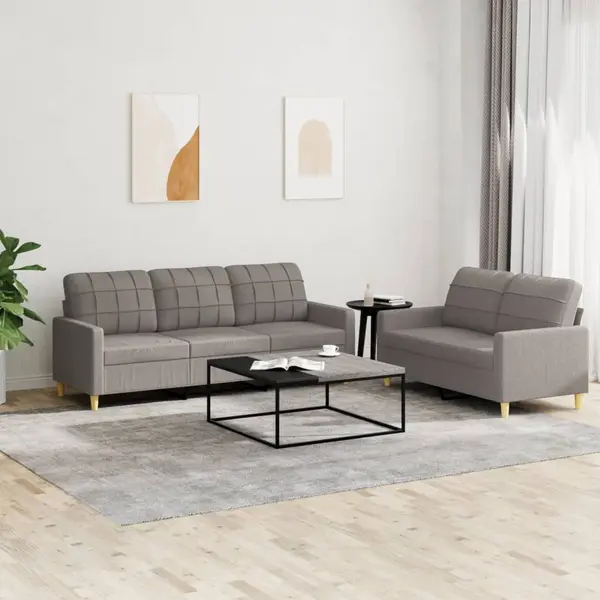Gossi set de canapea cu perne, 2 piese, gri taupe, material textil