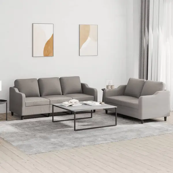 Gossi set de canapea cu perne, 2 piese, gri taupe, material textil
