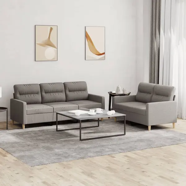 Gossi set de canapea cu perne, 2 piese, gri taupe, material textil