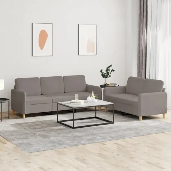 Gossi set de canapea cu perne, 2 piese, gri taupe, material textil
