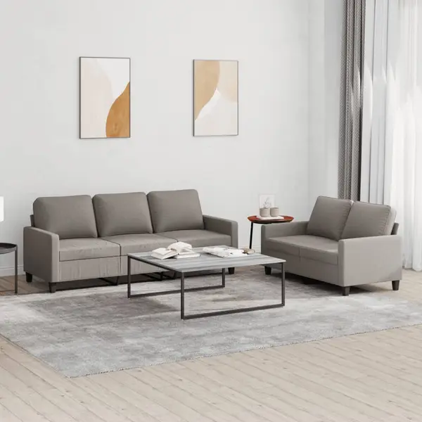 Gossi set de canapea cu perne, 2 piese, gri taupe, material textil