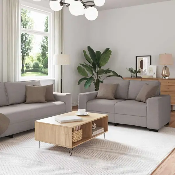 Gossi set de canapea cu perne, 3 piese, gri taupe, material textil