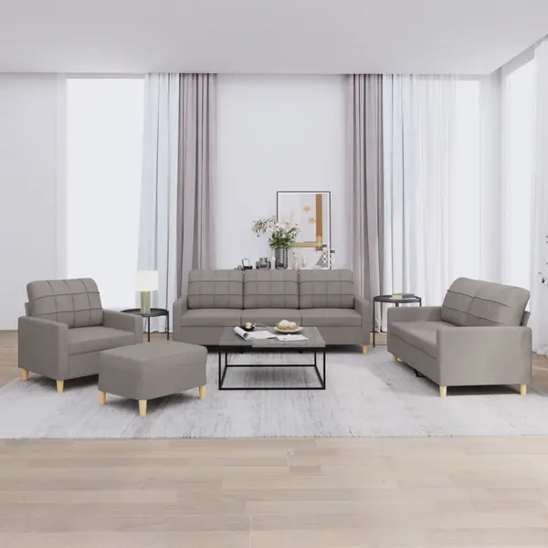 Gossi set de canapea cu perne, 4 piese, gri taupe, material textil
