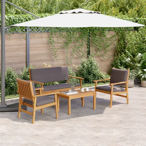 Gossi set de canapea de gradina, 4 piese, cu perne, lemn masiv acacia