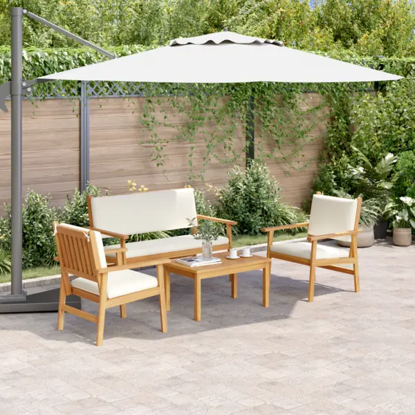 Gossi set de canapea de gradina, 4 piese, cu perne, lemn masiv acacia