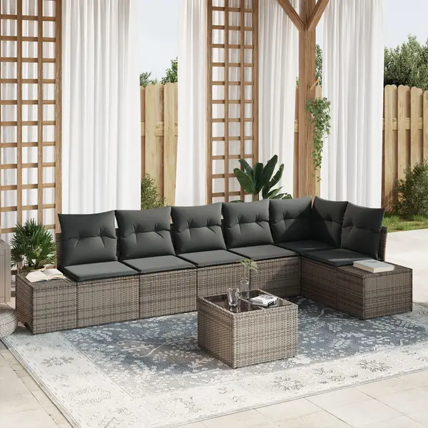 Gossi set de canapea de gradina cu 6 piese cu perne negre din poliratan